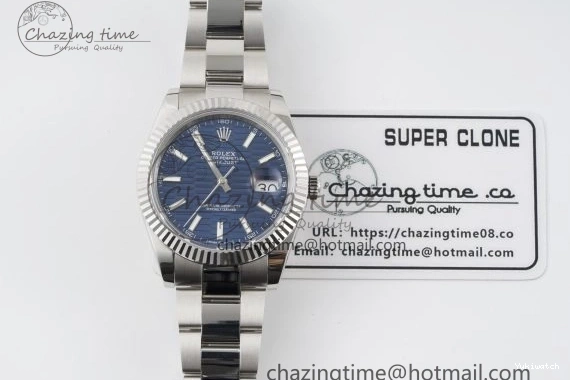 Bracelet Steel JDF DateJust on SS Dial Blue V2 VR3235 41 904L Oyster Textured 0309